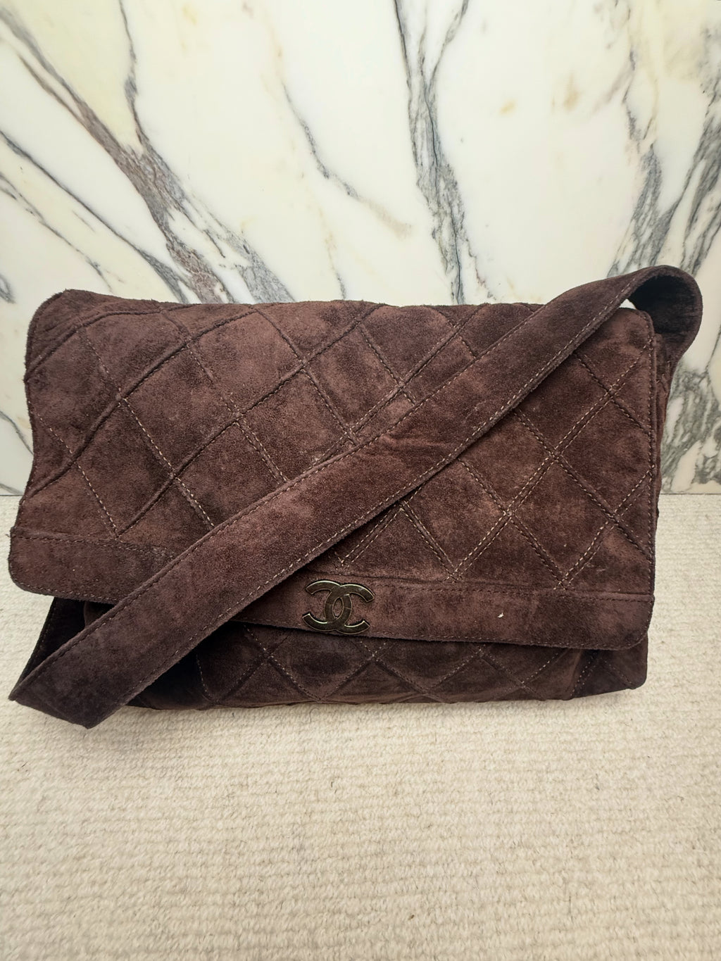 Chanel Brown Suede Shoulder Bag