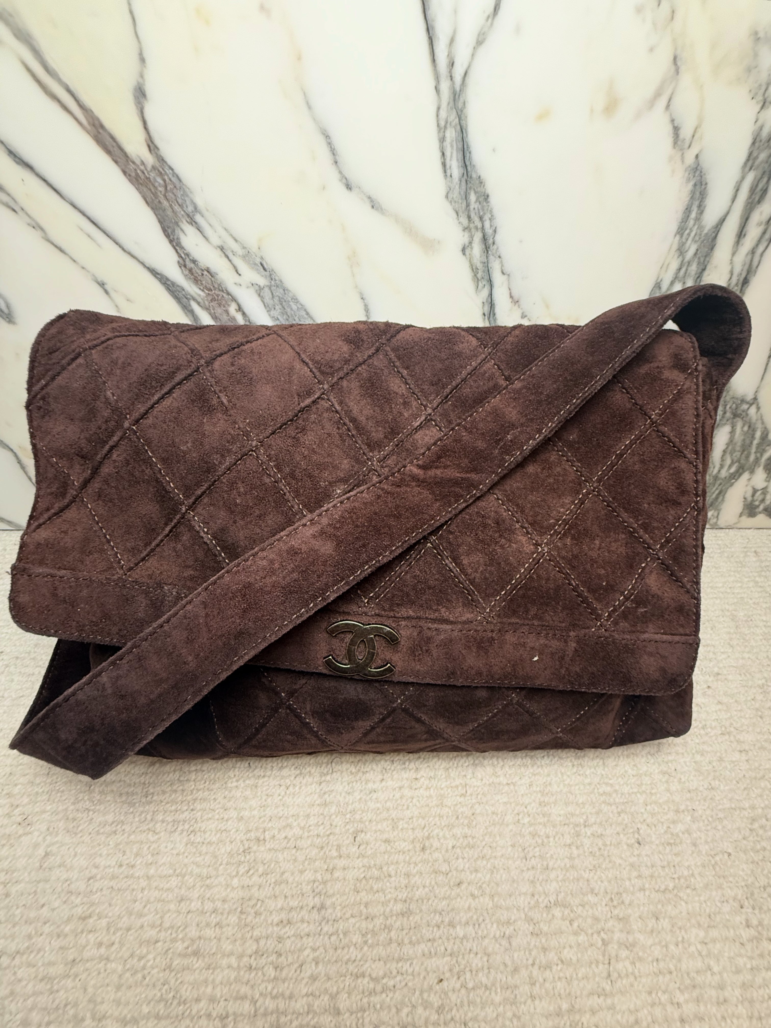Chanel Brown Suede Shoulder Bag