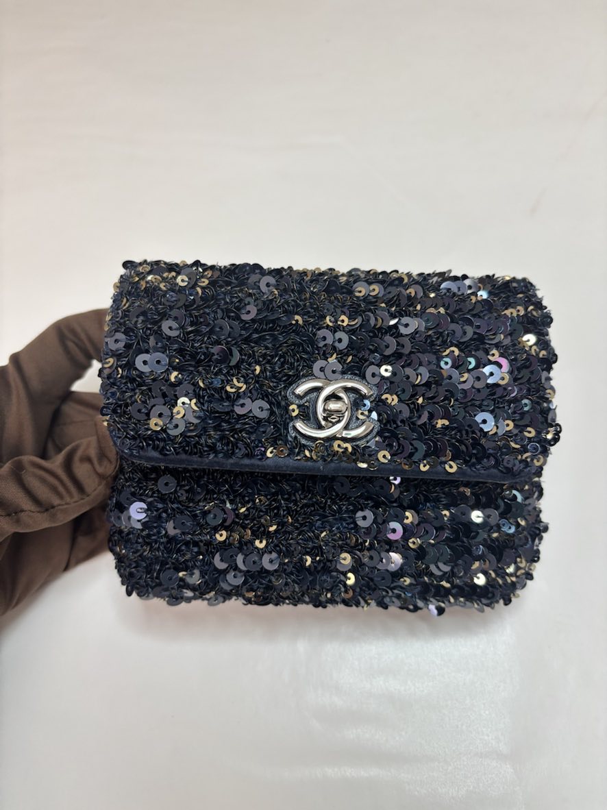 Chanel Sequin Micro Bag - Navy & Gold