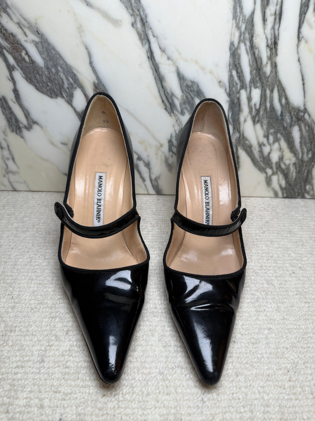 Manolo Blahnik Mary Jane Patent Heels, 38.5