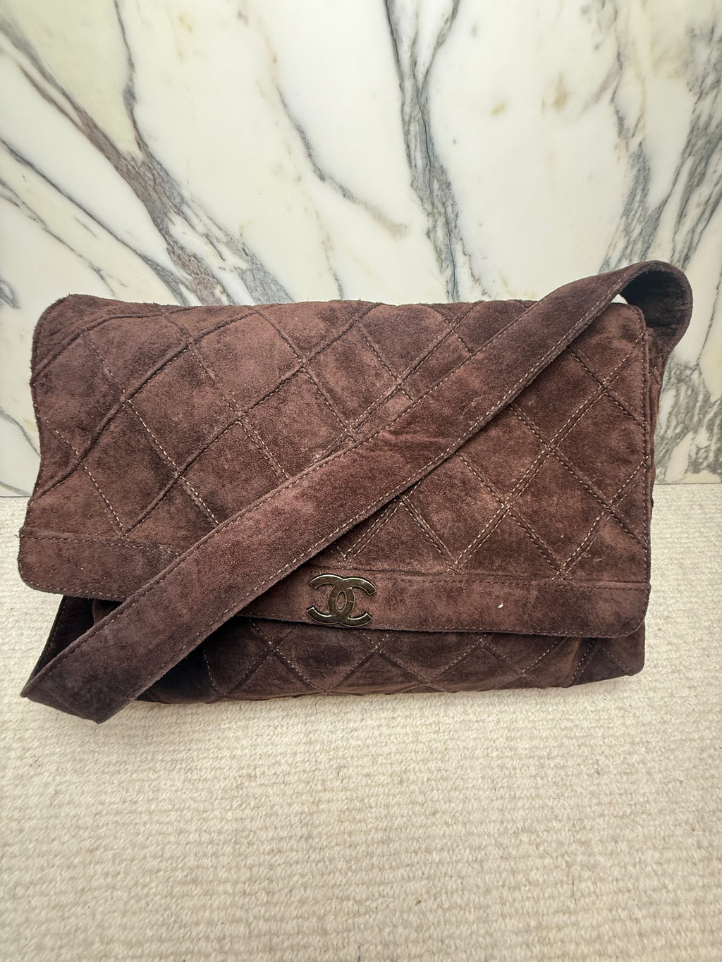 Chanel Brown Suede Shoulder Bag