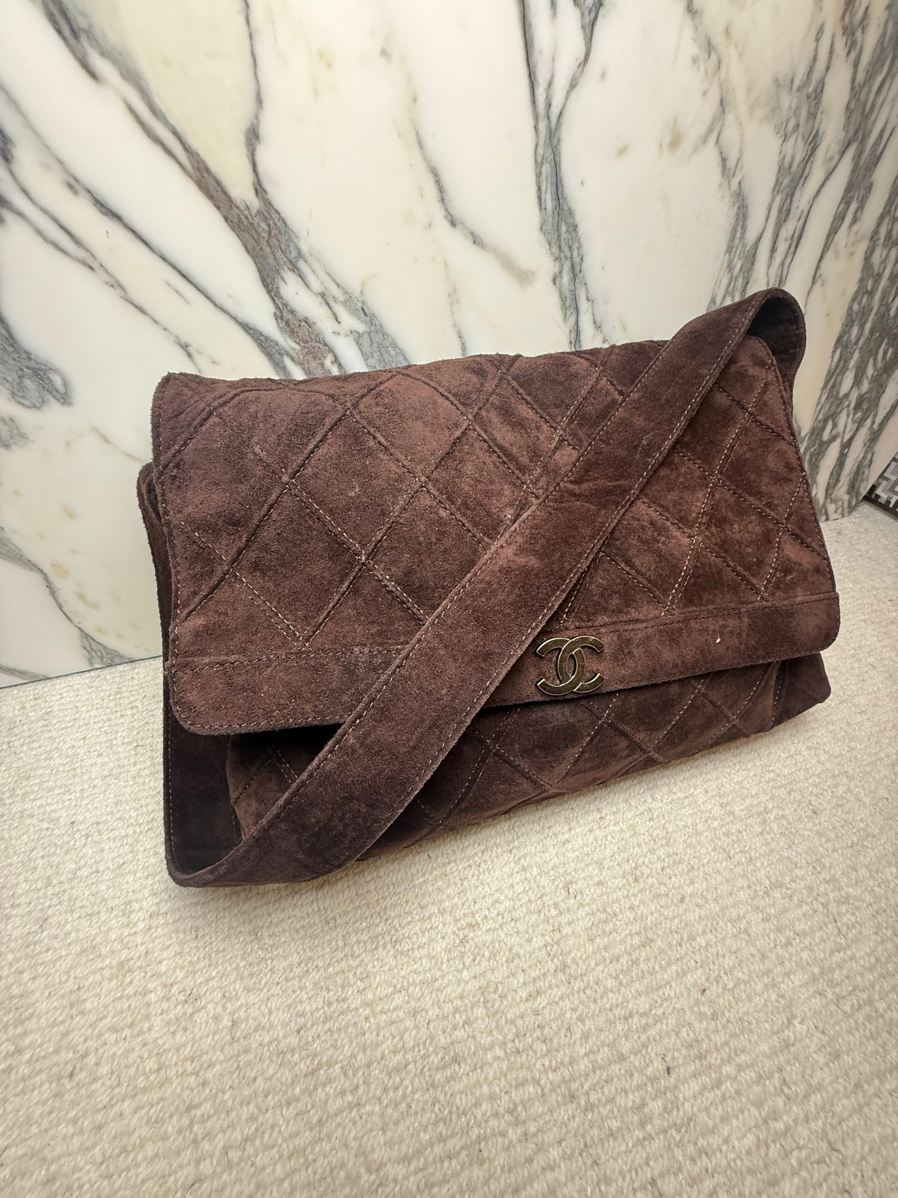 Chanel Brown Suede Shoulder Bag