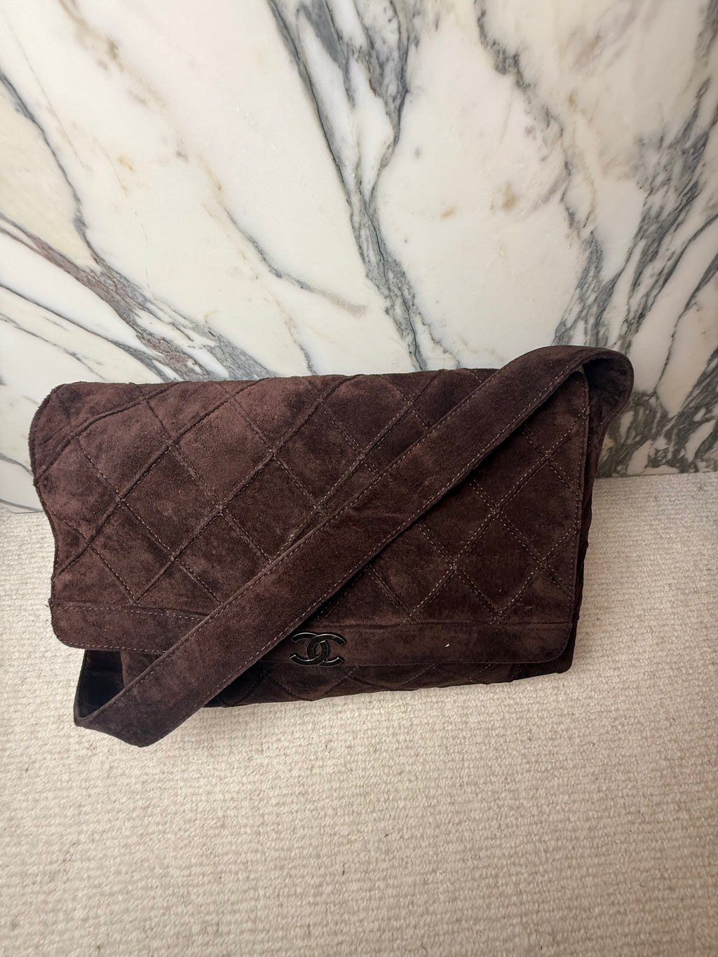 Chanel Brown Suede Shoulder Bag
