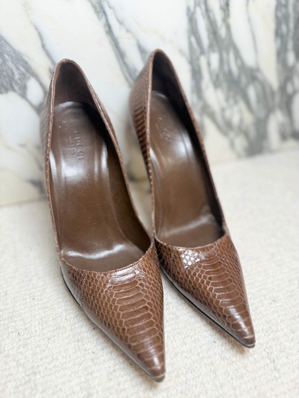 Gucci Python Heels, 38