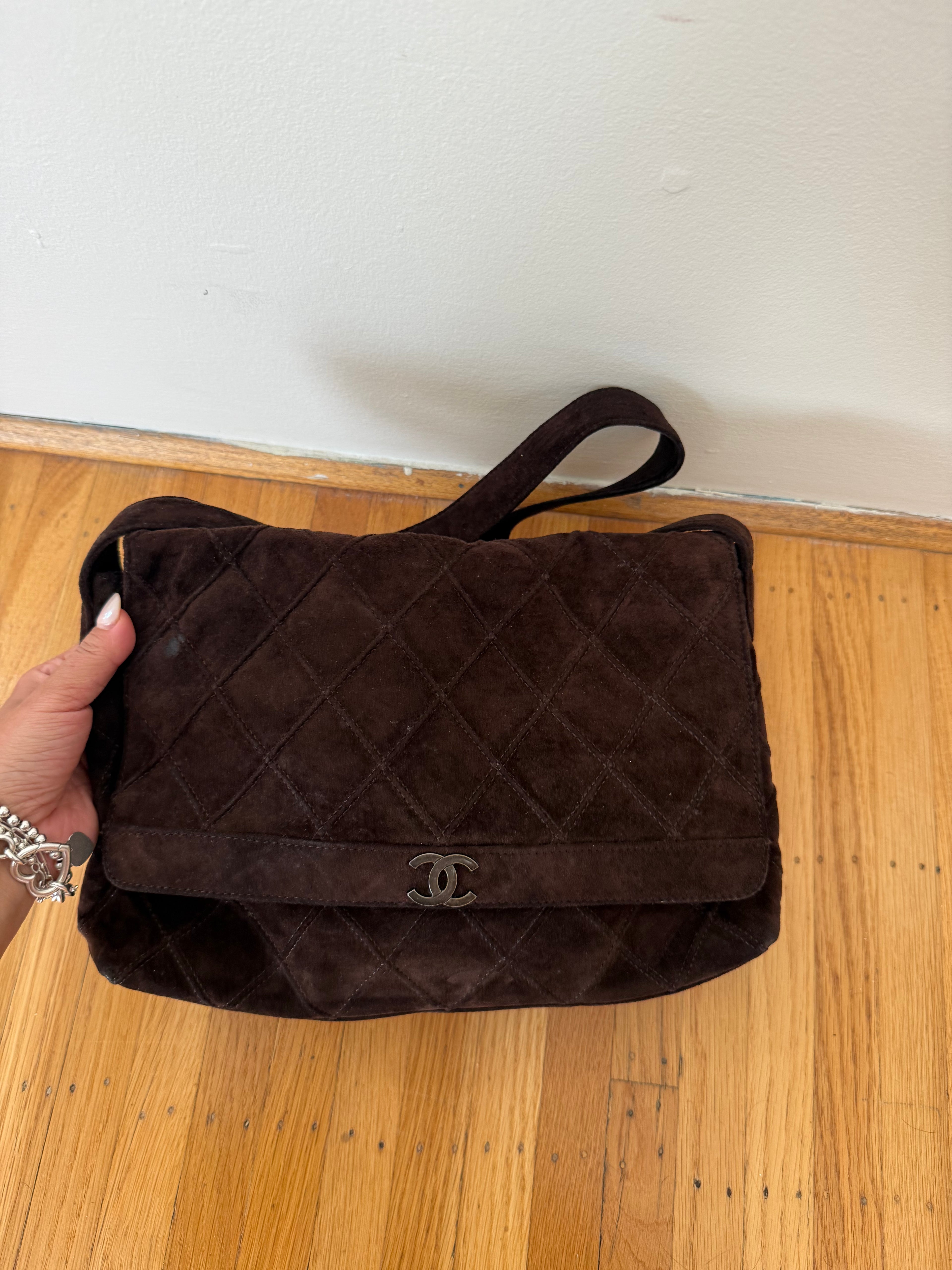 Chanel Brown Suede Shoulder Bag