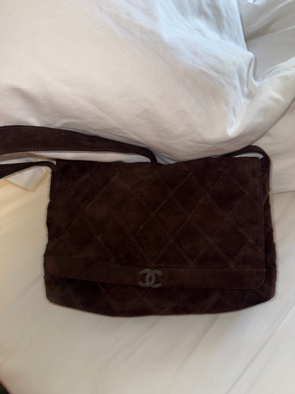 Chanel Brown Suede Shoulder Bag