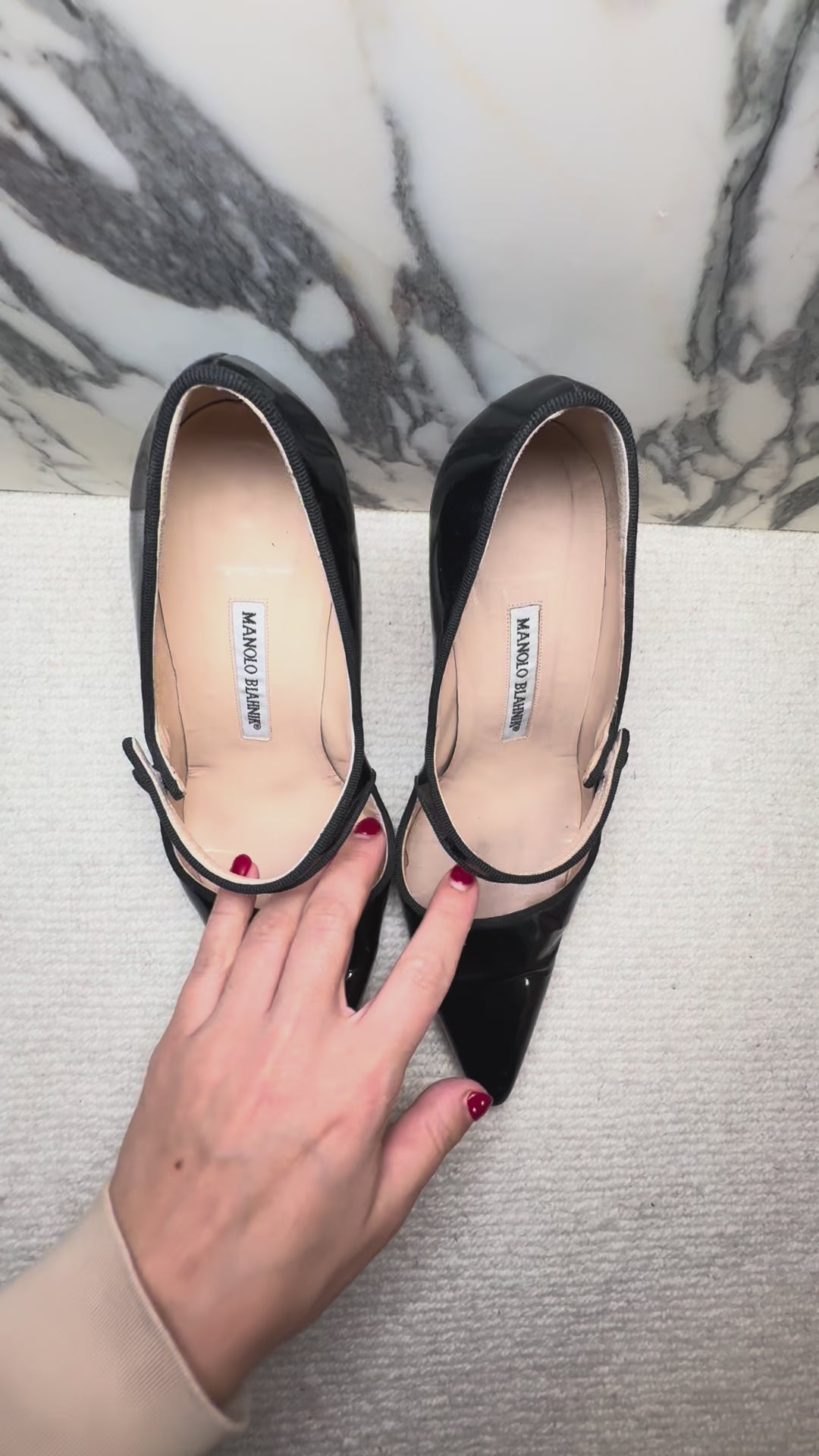 Manolo Blahnik Mary Jane Patent Heels, 38.5